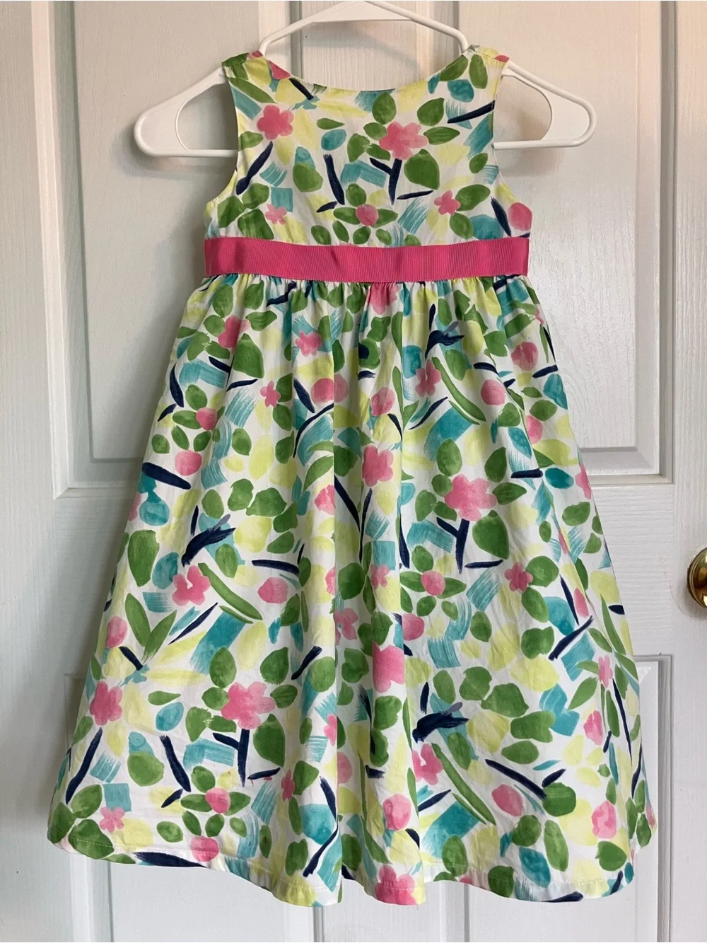 Gymboree Floral Print Sleeveless Girl’s Dress in Green, Pink & Navy